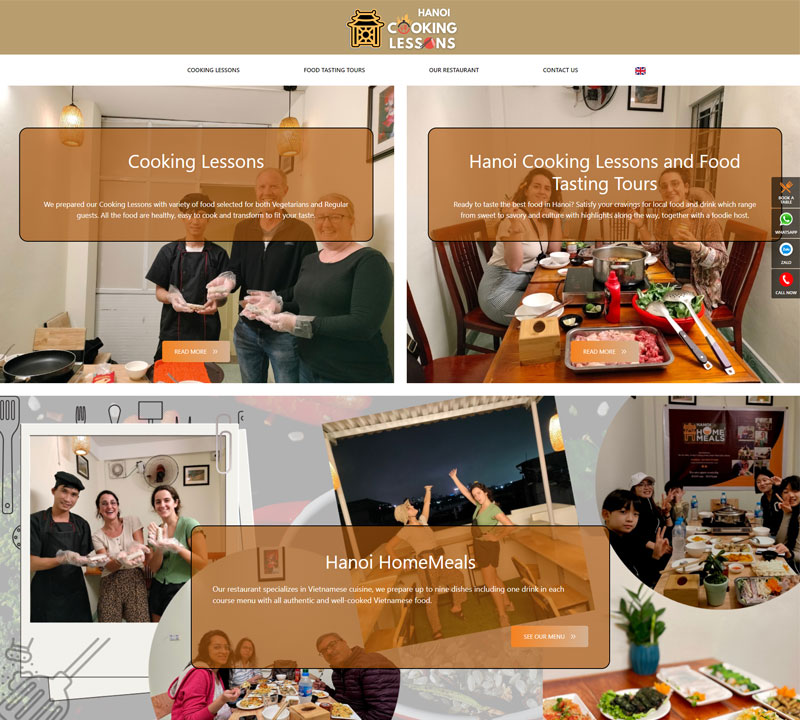 Giao diện website hàng hàng Hà Nội Cooking 