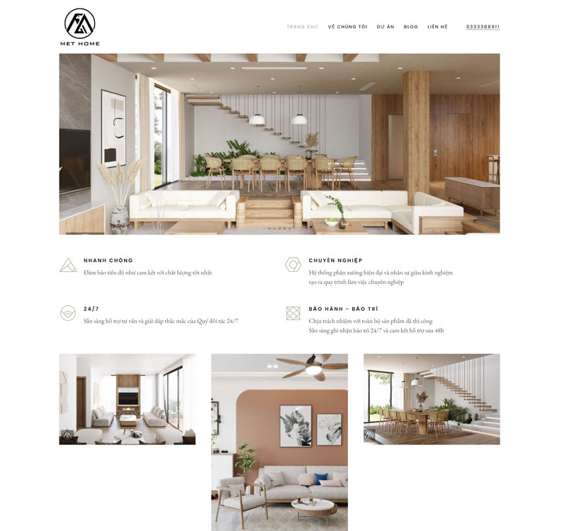 Giao diện website nội thất Met Home