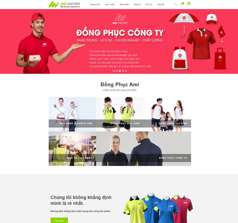 Giao diện web thời trang Ami Uniform