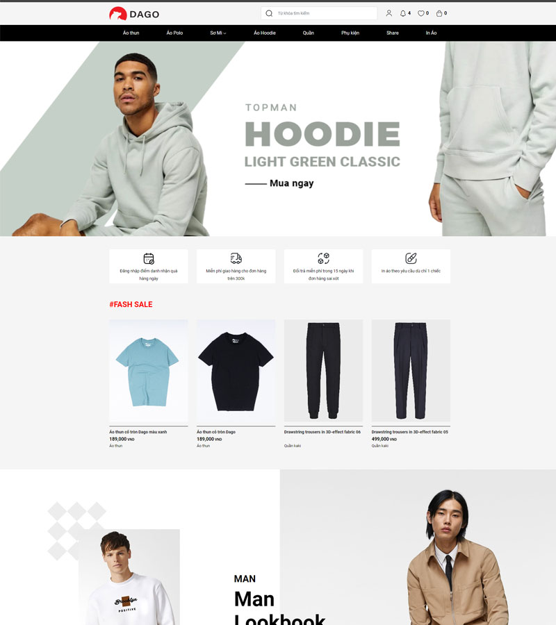 Giao diện website thời trang Dago