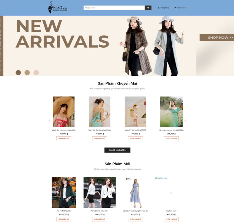 Giao diện website thời trang Eleonora