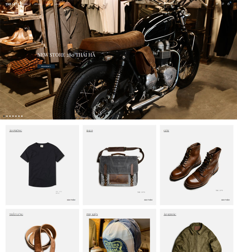 Giao diện website thời trang The 1970