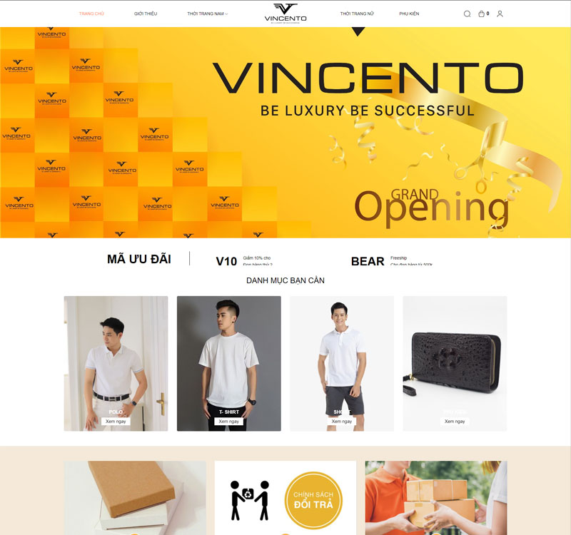 Giao diện web thời trang Vincento