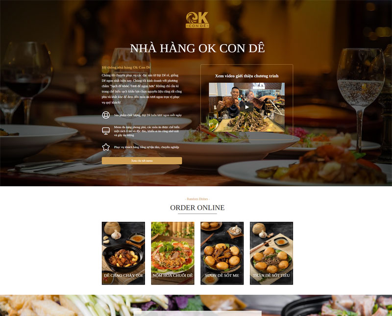 Giao diện website nhà hàng Ok con dê