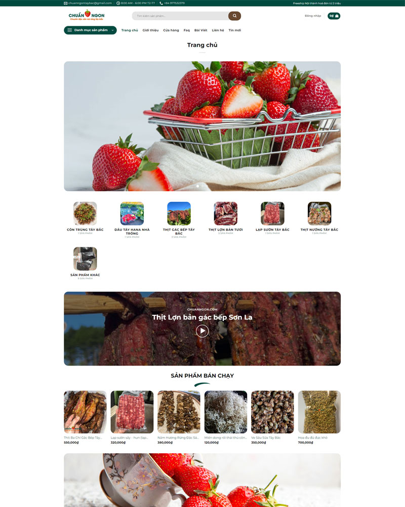 Giao diện website thực phẩm chuẩn ngon