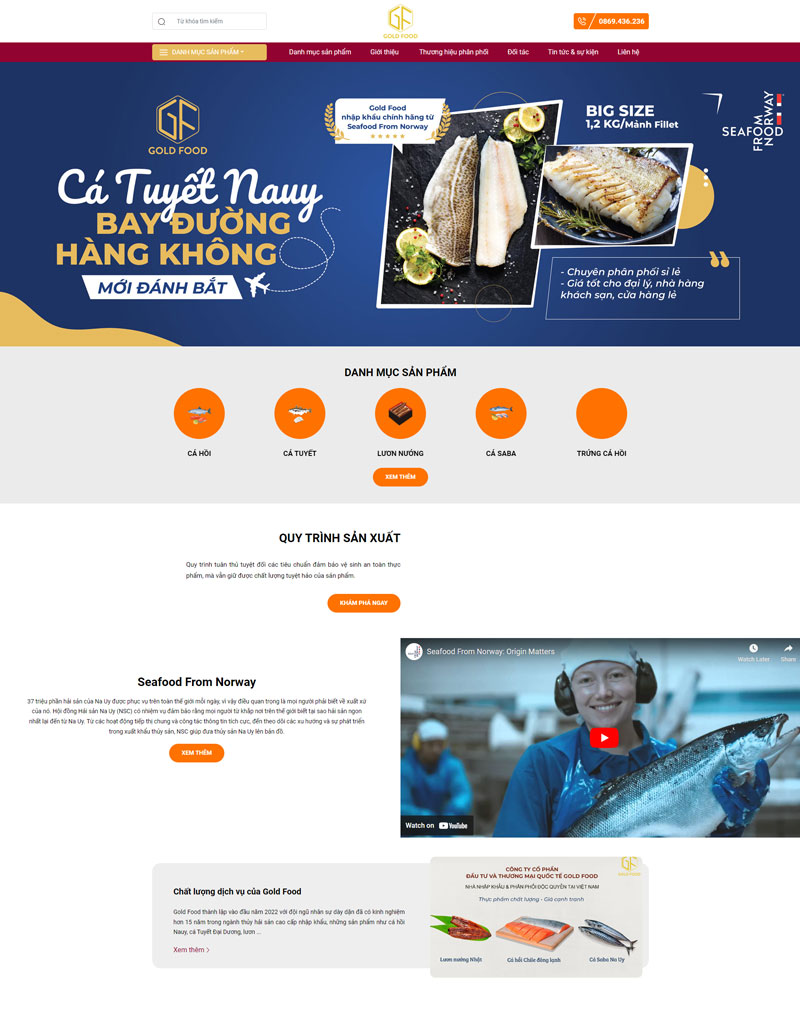 Giao diện website goldfoodvietnam.vn