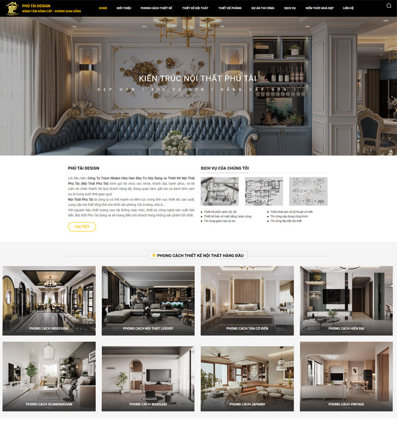 Giao diện wbsite nội thất Phú Tài