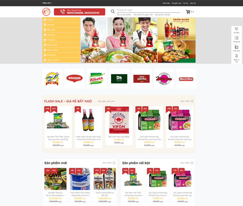 Giao diện website của hàng tạp hóa Lam An 