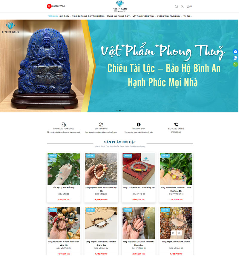 Giao diện website trang sức Mykim Gems