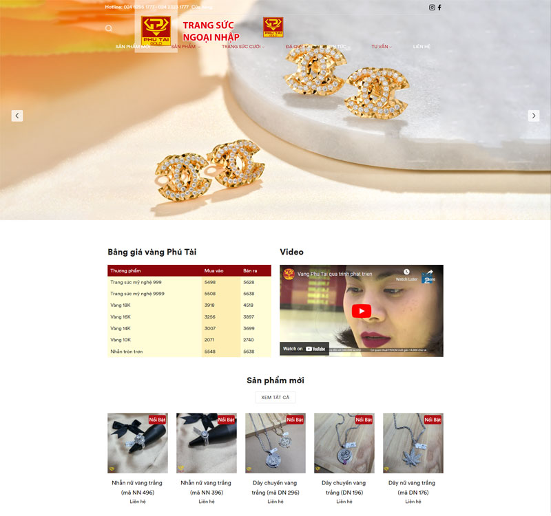 Giao diện website trang sứa phú tài