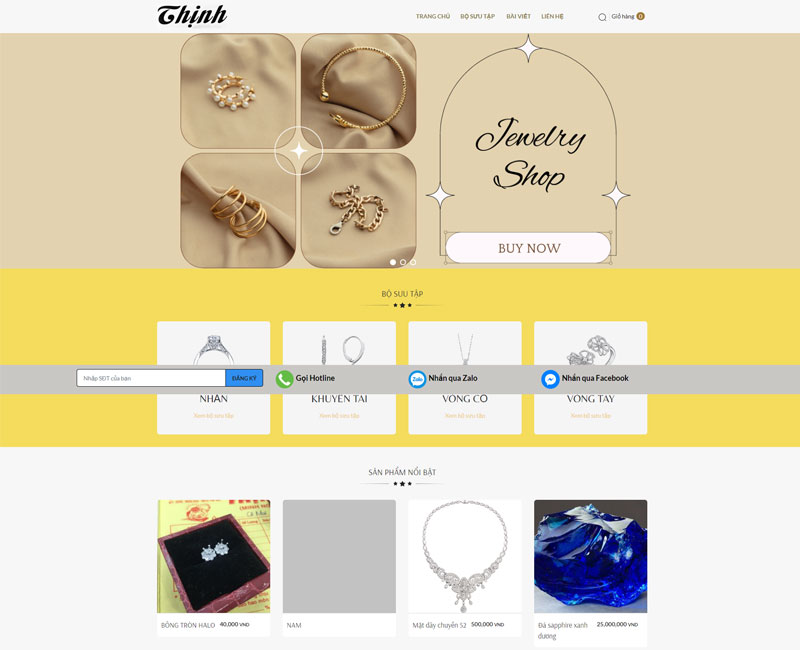 Giao diện website trang sức Thịnh Cần Thơ