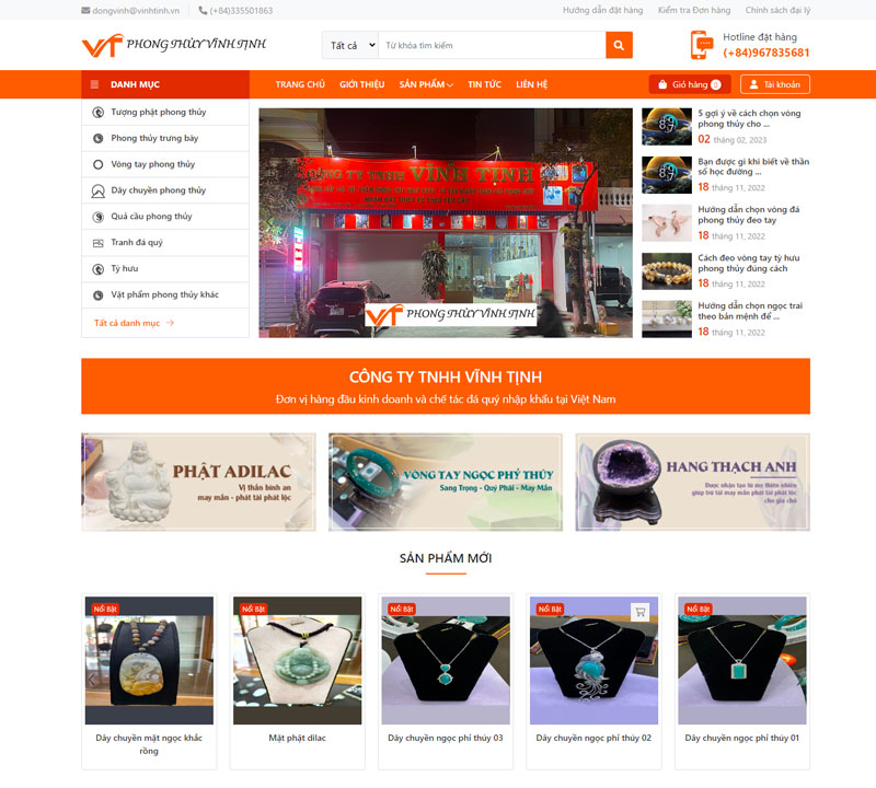 Giao diện website trang sức Vĩnh Tịnh